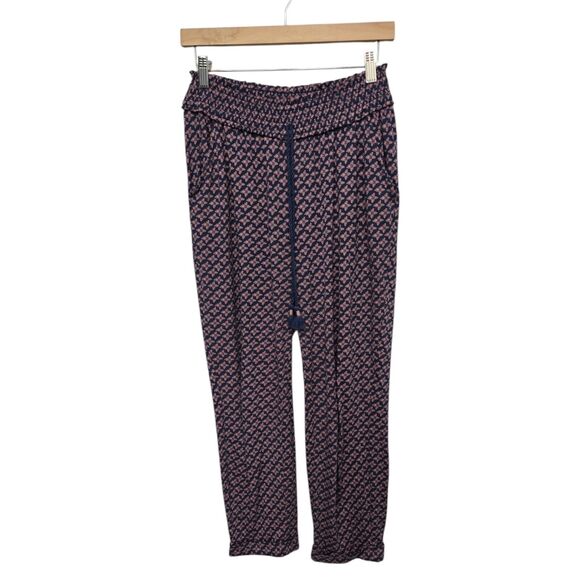 Anthropologie Cuffed Ankle Pants with Butterfly Floral Pattern Size Small Lounge - Picture 1 of 11